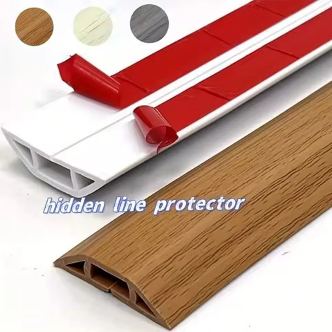 1PC 1m/39.37inch Pvc Floor Wire Cover Self-adhesive Power Cable Protector Electric Wire Duct Slot Ca