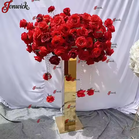 Flower Artificial Ball New Red Artificial Rose hydrangea Ferris Wheel Flower Row Wedding Table Decor