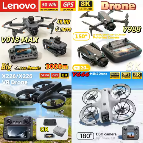 Lenovo Drone True GPS 8K Camera V918MAX V988 V666 X226 Remote Control WIFI RC Quadcopter Obstacle Av
