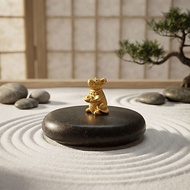 Musika Mouse Miniature Model With Rocket Shiny Gold Color 2 Cm High Ganesha Attendant Enhances Luck 