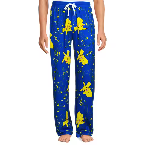 Bandai Pocket Monster Pikachu Cartoon Allover Print Adult Kids Sleep Pants Summer Quick-dry Comfy Li