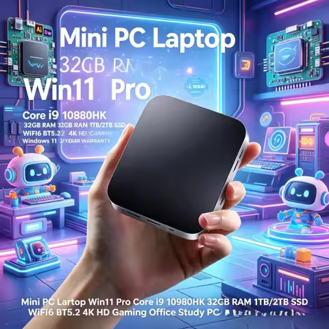 Compact Mini Laptop Win11 Pro, Core i9 10980HK, 32GB RAM, 1TB/2TB SSD, WiFi6, BT5.2, 4K HD, for Gami