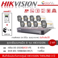 (พร้อมส่ง) HIKVISION ชุดกล้องวงจรปิด 8 ตัว รุ่น DS-2CE10DF3T-FS *8 + DVR 8CH รุ่น iDS-7208HQHI-M1/S 