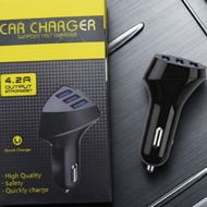 charger with three blue 4.2A USB car