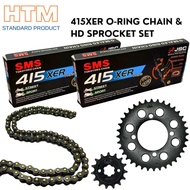 ✅100% ORI HTM SRL115 SRL115-FI 415 YAMAHA (1SET) SPROCKET 132L XER ORING CHAIN 415 GOLD SPOKET SRL11