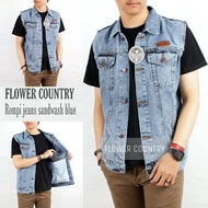 Jaket Rompi Jeans Pria Terbaru Bahan Premium Bahan Jeans Terbaru Brand Flower Country Trendi Masa Ki