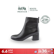 POLO CLUB รองเท้าบูทหนังแท้ รุ่น P1888 สีดำ | รองเท้าบูทผู้หญิง รองเท้าแฟชั่น ส้นสูง2.2นิ้ว หนังแท้100% ใส่สบาย