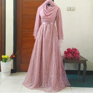 gaun pengantin muslimah syar'i gaun akad wedding dress muslimah syri