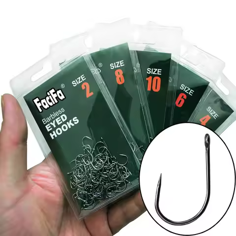 50 or 10 pcs Non-barb barbless Circle Carp Fishing Hooks with Hole Size 3/0 2/0 2 4 6 8 10 fishhook 