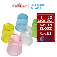 Apazada - Gelas Sloki Plastik Shot Glass [1 Pack - 12 Pcs Gelas] / Gelas Minum Wine Whisky Soju