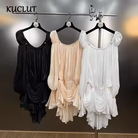 KUCLUT Fashion Spring Elegant Off-shoulder Irregular Hem Dresses For Women Party High-quality Dress 