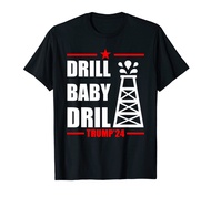 Trump 2024 Drill Baby Drill Gas Oil Rig Illustration T-Shirt