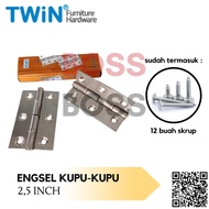 ENGSEL KUPU KUPU TWIN STAINLESS STEEL PINTU KAYU KOKOH KUAT 2,5 INCH
