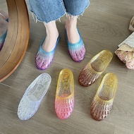 KY-D Middle-Aged Mom Summer Outdoor Jelly Closed Toe Crystal Hole Shoes Women's Plastic Sandals Summer Women's Non-Slip
