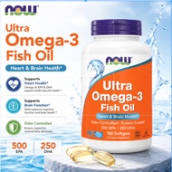 NOW Foods Ultra Omega-3 Fish Oil 500 EPA 250 DHA Cardiovascular & Cognitive Support 180 Softgels m3w