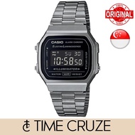 Time Cruze] Casio A168 Vintage Digital Grey Ip boleh laras keluli tahan karat jam tangan Uniseks A16