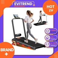 EviTrend Z1F 三合一折疊跑步機，坡度可調至 16%，3 檔手動坡度調節，2.5 馬力靜音無刷電機，最高速度 10 公里/小時，承重 136 公斤，39 厘米寬跑動帶，6 個減震器，LED 