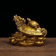 【L&Z】 1Pc Gold Feng Shui Dragon Turtle Tortoise Statue Figurine Coin Money Wealth Lu .