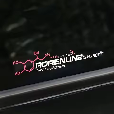 1PC Racing-Themed Vehicle Sticker for Car Motorcycle "Adrenaline" Chemical Formula Decal for Auto Mo