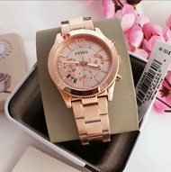 Fossil ES3885 Perfect Boyfriend Multifunction Chronograph Quartz Watch Rose Gold Stainless Steel Bra