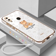 Teddy Bear Case for Huawei NOVA3/4 Huawei NOVA 3i Huawei NOVA5 Huawei NOVA 5i Huawei NOVA 5ipro Huawei NOVA 5t luxury Character pattern silicone straight edge mobile phone case