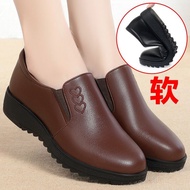 AT/♈Brand Mom Shoes Spring and Autumn Wide Feet Wide Toe Women's Shoes Soft Leather Super Soft Bottom Non-Wear Feet Pump