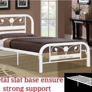 *FREE SHIPPING*White metal single bed with metal slat base /extra support leg /katil besi bujang putih lantai besi papan