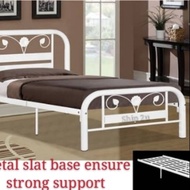 *FREE SHIPPING*White metal single bed with metal slat base /extra support leg /katil besi bujang put