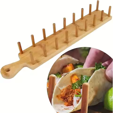 Bamboo Taco Holders Holds 8 Tacos Each Taco Tray Multi-Use Food Stands Hard Shell Tacos Rack For Kit