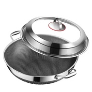 Original Germany Tecnichal Food Grade 304 Stainless Steel Honeycomb Penetrating Non-stick Pan Uncoat