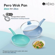 Pero - Granite Wokpan + Glass LID 28cm Frying Pan with Glass LID 28 cm Wokpan/
