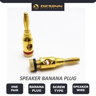 Desinn Gold Plated Speaker Banana Plugs 1 Pair Closed Screw Type For AV Receiver Home Theater Wall Plate Amplifier