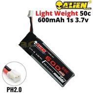 Alienmdel 3.7V 600mAh 50C 1S Lipo Battery with PH2.0 Plug AL600/50-1S