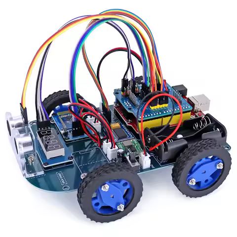 N20 Gear Motor 4WD Smart Robot Car Kit Bluetooth-compatible Control with 4-digit Display Ultrasonic 
