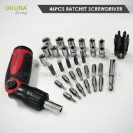 OKURA 46PCS Ratchet Screwdriver Set Hand Tools Box Set Tools Household Kits Hardware Toolbox Set Rep