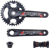 BOLANY MTB 170mm Bike Crankset 34T/36T Hollow Integrated 96BCD Single Speed Round Chainring Crankset with Bottom Bracket