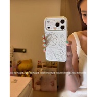 Phone Phone Case Suitable for iPhone 11 12 13 14 15 16 17 Pro max Plus Air Niche Silver Line Flower 