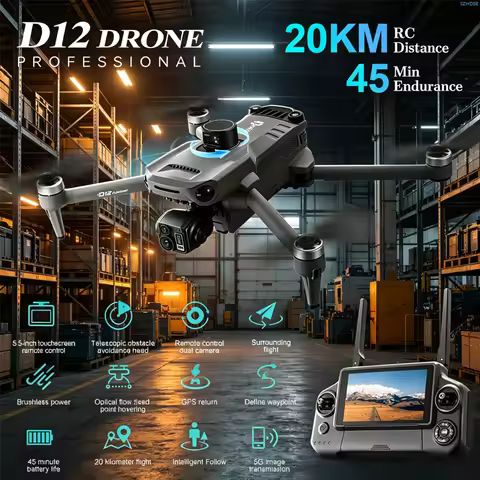 New D12 MAX Professional GPS Drone With 8K Camera 3-Axis Gimbal 360 Obstacle Avoidance Touch Screen