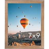 7x9 Picture Frame Rustic Brown for Wall Hanging or Tabletop- Wall Mounting Horizontally or Verticall