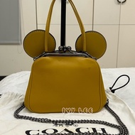 COACH Disney 聯名 黃色 皮革 米奇 米妮 手提包 斜背包 正品 二手精品