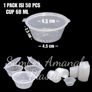 Thinwall Sauce Cup 60ml Contents 50pcs Sambal Cup/ 60ml Round Plastic Square/ 60ml Contents 50pcs