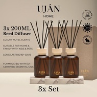 UJAN HOME 3x Set Reed Diffuser 3x 200ml Hotel Luxury Scent [600ml]