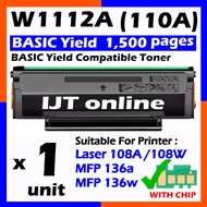 Compatible Black Toner W1112A 110A W1112X HIGH YIELD W1112XL W1112XXL HP Laserjet 108A 108w MFP136 M