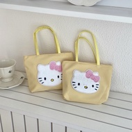 Cute Cat Handbag Small Handbag Travel Essential Portable Handbag Small Lightweight All-Match Canvas 