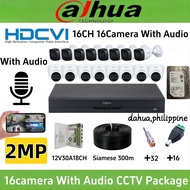 Dahua Package 16CH 16 camera kit HD 2MP CCTV Package with audio CCTV KIT DVR Complete CCTV Package
