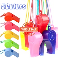 [Wholesale] Multifunction Party Birthday Supplies / Outdoor Sport Fans Referee Whistle / Portable Mini Plastic Whistle with Hanging Rope / Colorful Football Soccer Rugby Whistle