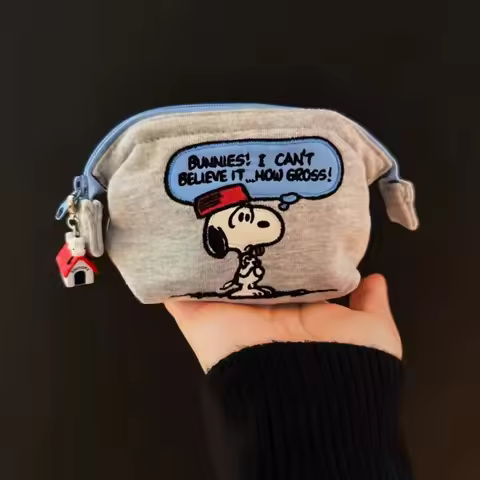 Snoopy Mini Canvas Zipper Coin Purse Portable Earphone Lipstick Storage Pouch Japanese Retro Small B