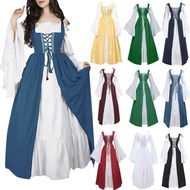 Renaissance Women's Vintage Medieval Long Dress Halloween Gothic Gown Costume