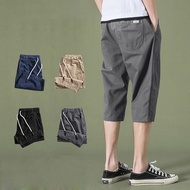 Three Quarter Pants Men Korean 3/4 Pants Summer Shorts Casual 3 Quarter Pants With Back Pocket