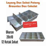 BROWN BROWNIES SEPARATED TIN SIZE 20X10X4CM 5 PARTITION VARIANTS CAKE EQUIPMENT